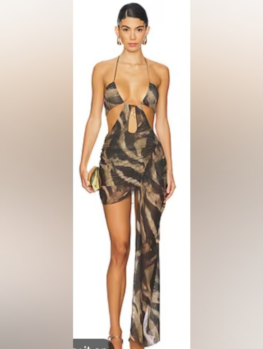 Jaded London Bruna Draped Mini Dress With Removable Snake Charm.